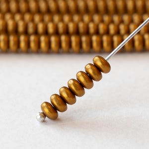 4mm Rondelle Beads - 4mm Spacer Beads - Disk Beads For Jewelry Making - Antique Gold Matte Disk Beads - 100 beads