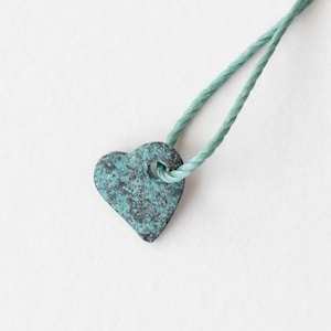 11mm Mykonos Green Patina Heart Pendants For Jewelry Making - 2mm Hole - Choose Amount image 1