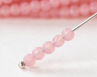 Perles melon de 3 mm - Perles de verre tchèques - Rose clair - Lot de 40 ou 80 perles