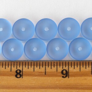 Sea Glass Rondelle Cultured Sea Glass Beads Jewelry Making Frosted Glass Bead Faux Sea Glass Sapphire Blue 28 beads 12x5mm image 6