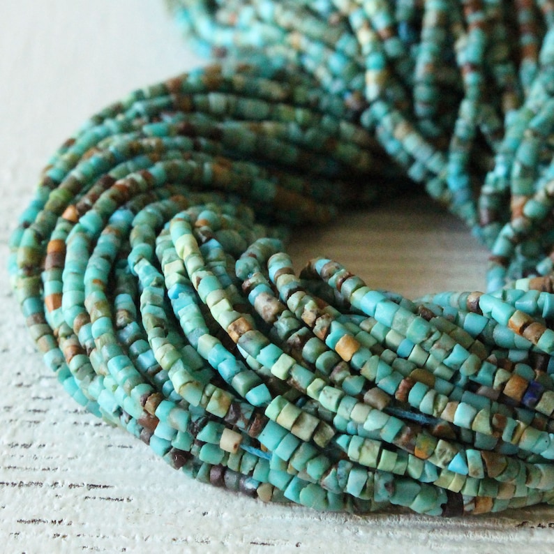 2mm Tiny Turquoise Tube Seed Beads Natural Turquoise Beads 2mm Gemstone Beads 15 inches image 2