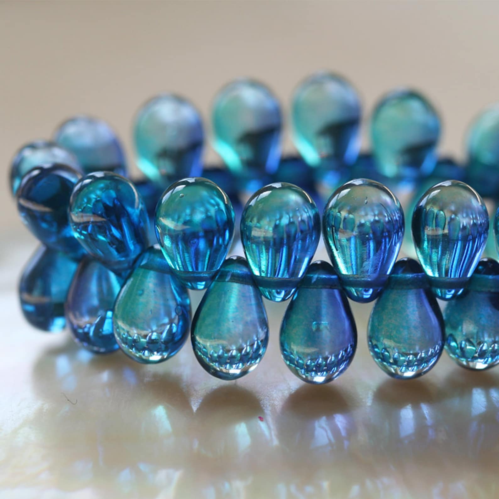 9x6mm Glass Teardrop Beads Jewelry Making Supply Czech Etsy