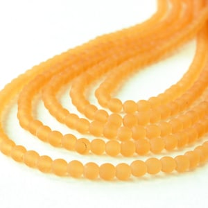 200 - 4mm Round Glass Beads - Czech Glass Beads For Jewelry Making - Matte Topaz Glass Beads - 100 Beads