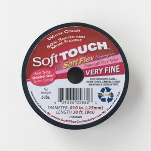 Soft Touch - Soft Flex Beading Wire - .010 - Very Fine - White Color - 30 Feet