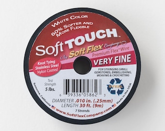 Soft Touch - Soft Flex Beading Wire - .010 - Very Fine - White Color - 30 Feet