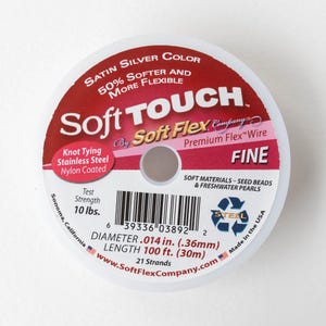 Soft Touch Beading Wire - .014 - Fine - Satin Silver Color - 100 Feet