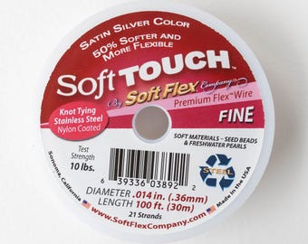 Soft Touch Beading Wire - .014 - Fine - Satin Silver Color - 100 Feet