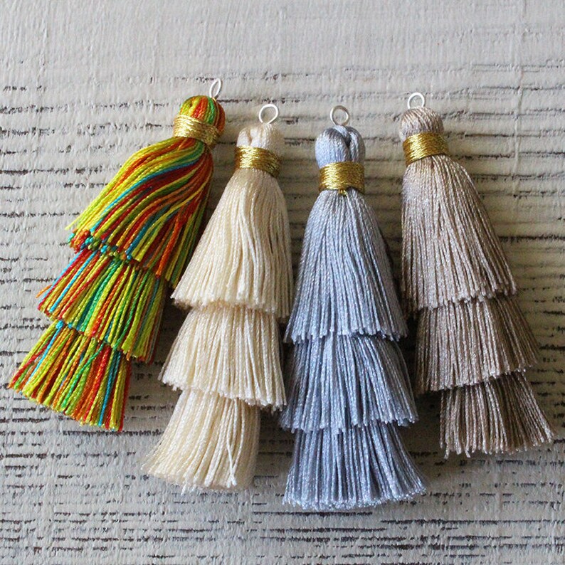 Large 3 Tier Silk Tassels for Jewelry Making Jewelry Tassels Etsy