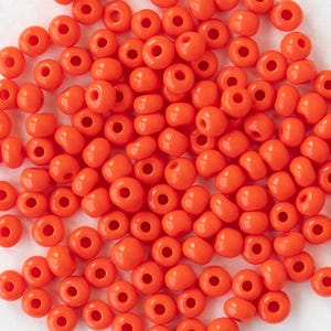 6/0 Glass Seed Beads - Czech Glass Beads - Opaque Dark Orange - 20 inch strands - 2 or 6 strands