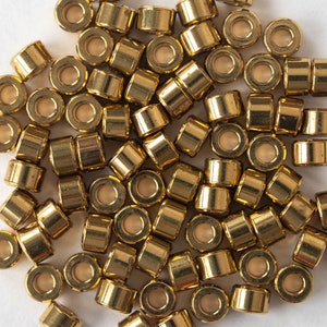 20 4x6mm Tube Beads Beads - 24kGold Plated Brass Beads - Made In Greece - 20 beads
