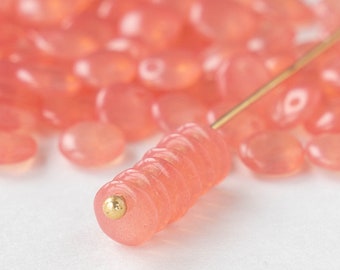 100 - 6mm Top Drilled Lentil Beads For Jewelry Making - Czech Glass Beads - Opaline Pink Rose - 100 Beads