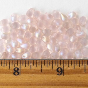 100 4x6mm Glass Teardrop Beads Czech Glass Beads Mermaids Tears Fringe Beads Light Pink Matte 100 image 5
