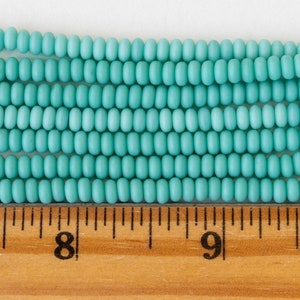 4mm Rondelle Beads 4mm Spacer Disk Beads Czech Glass Beads Smooth Rondelle Green Turquoise Matte 100 image 5