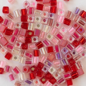20 gramów - 4 mm Miyuki Cube Beads - Materiały do koralikowania - Sun Set Mix - 20 lub 60 gramów