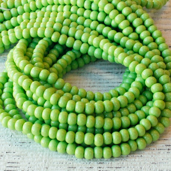 0/6 Size 6 Seed Beads Czech Seed Beads for Jewelry Making Opaque Seed Beads  Matte Opaque Spring Green Choose Amount 