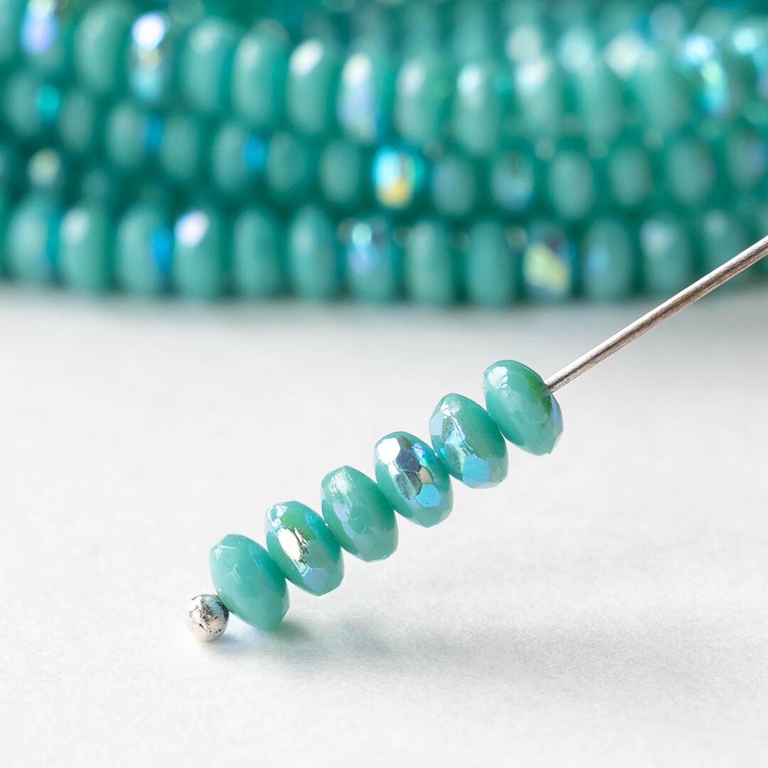 50個 - 3 x 4 mm ファセットガラスロンデル - チェコガラスビーズ