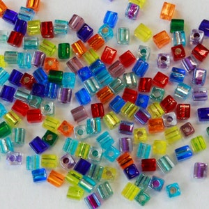 4mm Miyuki Cube Beads - Beading Supplies - Jewel Tone Mix - 20 or 60 grams
