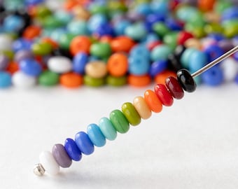 100 - 4mm Glass Rondelle Bead - Opaque Mix -  100 Beads
