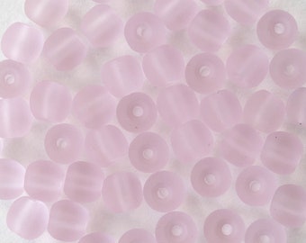 5mm Round Frosted Glass Bead - Cultured Sea glass Beads -  Beach Glass Beads - Jewelry Making Supply - Pink - 16 Inches