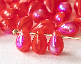 6x9mm Teardrop Beads for Jewelry Making Czech Glass Beads - Main Image