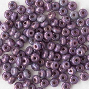 100 - 4mm Glass Rondelle Beads - Czech Glass Beads - Opaque Purple Luster - 100 Beads