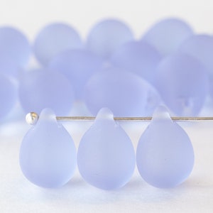 10x14mm Large Glass Teardrop Beads For Jewelry Making Frosted Glass Beads Light Lavender Matte Choose Amount Smooth Briolette Beads image 1