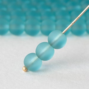 16 Inches - 6mm Round Sea Glass Beads For Jewelry Making - 6mm Sea Glass Beads - Recycled  Frosted Glass Beads 6mm - Aqua