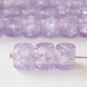 30 - 11mm Large Cube Beads For Jewelry Making - Czech Glass Beads - Czech Beads -  Lilac Crackle Beads - 30 Beads