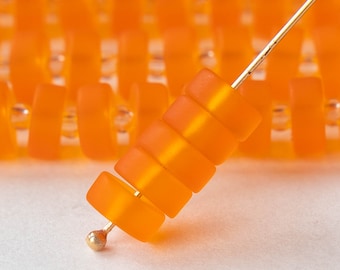 Frosted Glass Heishi Beads For Jewelry Making - 9x3mm - Saffron  - 36 or 72 count