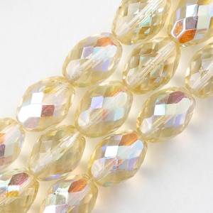 4 - 10x14mm Glass Oval Beads - Czech Glass Beads - Transparent Pal Yellow AB - 4 Beads