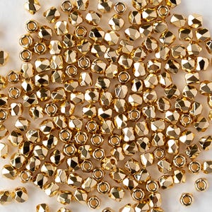 50 - 2mm Firepolished Beads - Czech Glass Beads - Gold - 50 beads