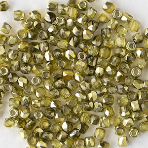 50 - 2mm Firepolished Beads - Czech Glass Beads - Crystal Citron Metallic - 50 beads