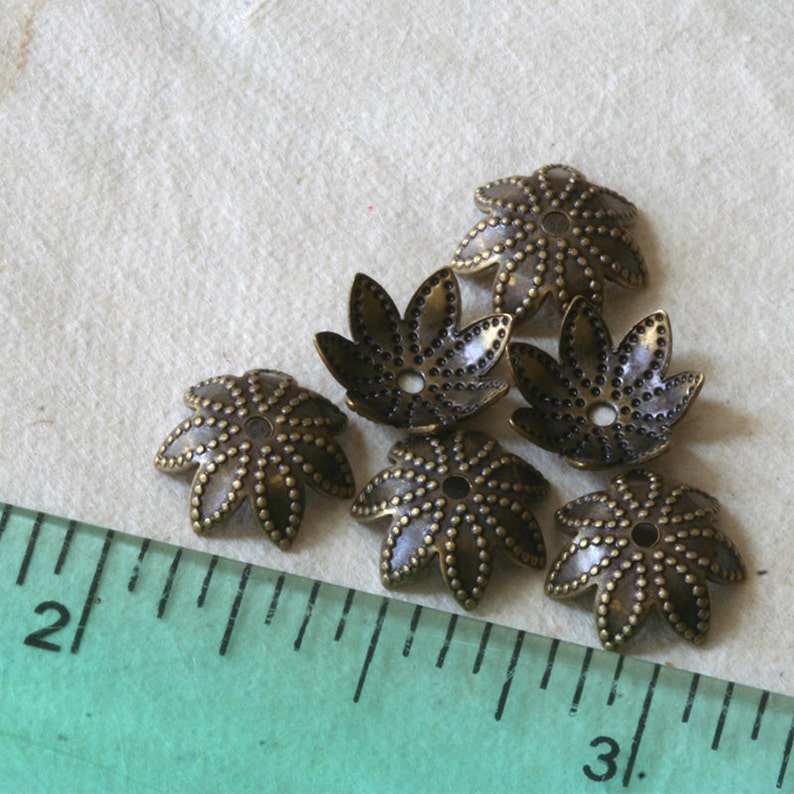 9mm Antique Brass Bead Cap Brass Jewelry Findings Brass Findings For Jewelry Making Supply Brass Flower Bead Cap 30 Pieces image 2