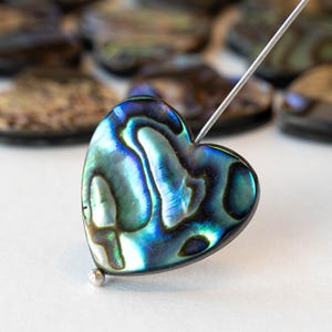 20mm Abalone Heart Beads -  Sea Shell Beads - 2 hearts