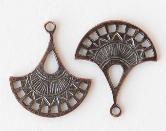 Mykonos Beads - Bronze  Jewelry Findings - Fan Earring Parts - 21x31mm - Jewelry Making Supply - Choose Amounts