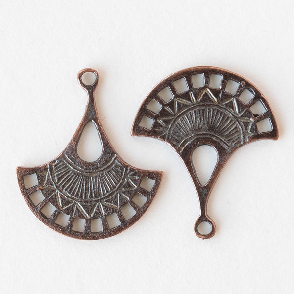 Mykonos Beads - Bronze  Jewelry Findings - Fan Earring Parts - 21x31mm - Jewelry Making Supply - Choose Amounts