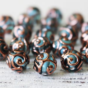 10mm Round Handmade Glass Lampwork Beads Czech Glass Beads 10mm Round Beads Aquamarine 2, 6 or 12 beads image 4