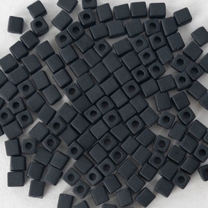 4mm Miyuki Cube Beads For Jewelry Making - Square Beads For Bead Weaving - Matte Black - 20 or 60 grams