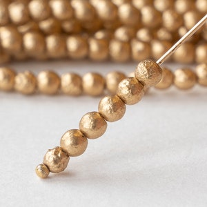 4mm Etched Aztec Gold Beads For Jewelry Making 4mm Druk Beads Czech Glass Beads 50 beads image 2