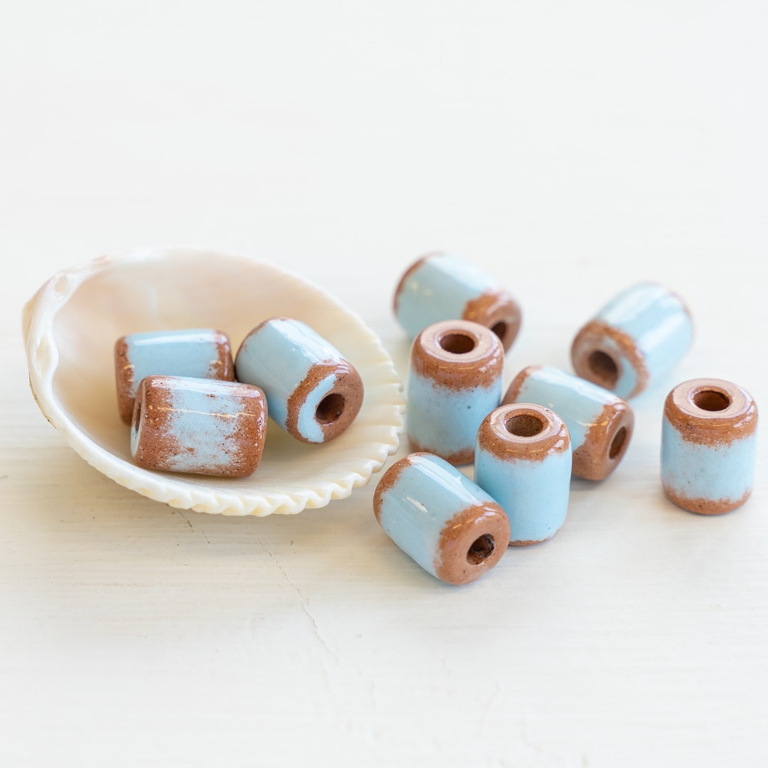 11x8mm Ceramic Tube Beads From Mykonos Greece Large Hole Beads for