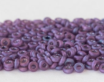 585 - 3mm O-Ring Beads - Czech Glass Beads - Gold-Lustered Matte Plum - 2.5 inch Tube