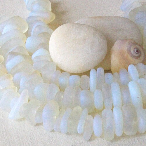 Wavy Rondelle Sea Glass Beads Jewelry Making Supply Etsy