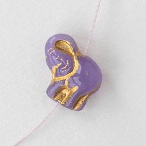 Czech Glass Elephant Beads Lucky Elephant Beads Lavender With Gold Decor Choose Amount image 3