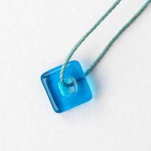 10mm Square Glass Beads - Czech Glass Beads - Blue - 10 or 20 Beads