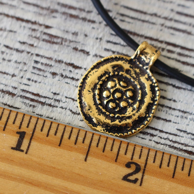 Mykonos Antiqued Gold Floral Medalion Pendant Beads For Jewelry Making Choose Amount Ancient Rustic Charms Gold Findings