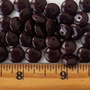 30 10mm Smooth Rondelle Beads Czech Glass Beads Disk Beads Opaque Dark Brown 30 beads image 3