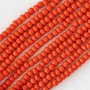 0/6 Size 6 Seed Beads Czech Seed Beads For Jewelry Making Opaque Seed Beads Opaque Coral Red 3 Strands image 2