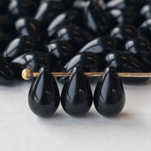 6x9mm Teardrop Beads For Jewelry Making - Black Teardrop Beads - Smooth Teardrops  - Smooth Briolette Beads - 50 beads