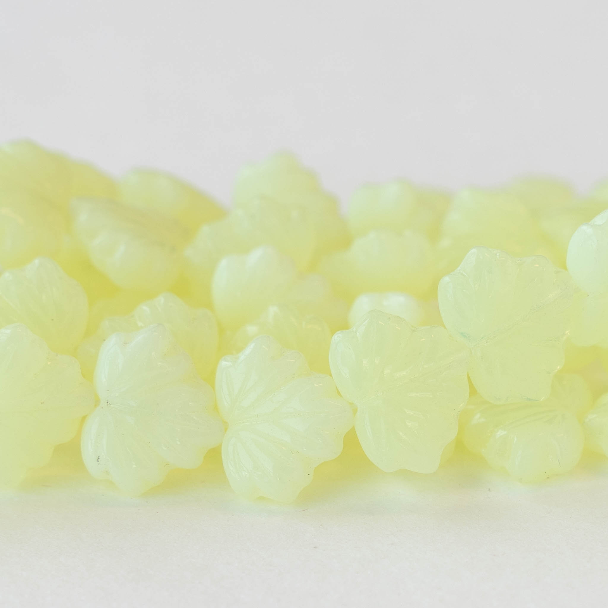 10 Glass Leaf Beads Czech Glass Beads 13mm Maple Leaf Beads Yellow