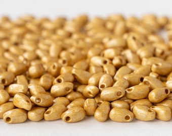 3x5.5mm Glass Magatama Teardrops - Miyuki - Galvanized Gold Matte - 10 grams